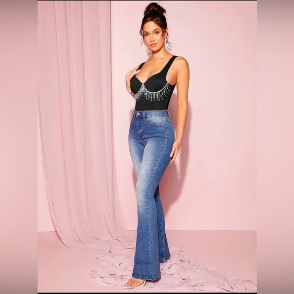 Rhinestone Fringe Trim Bodysuit - Picture 5 of 6